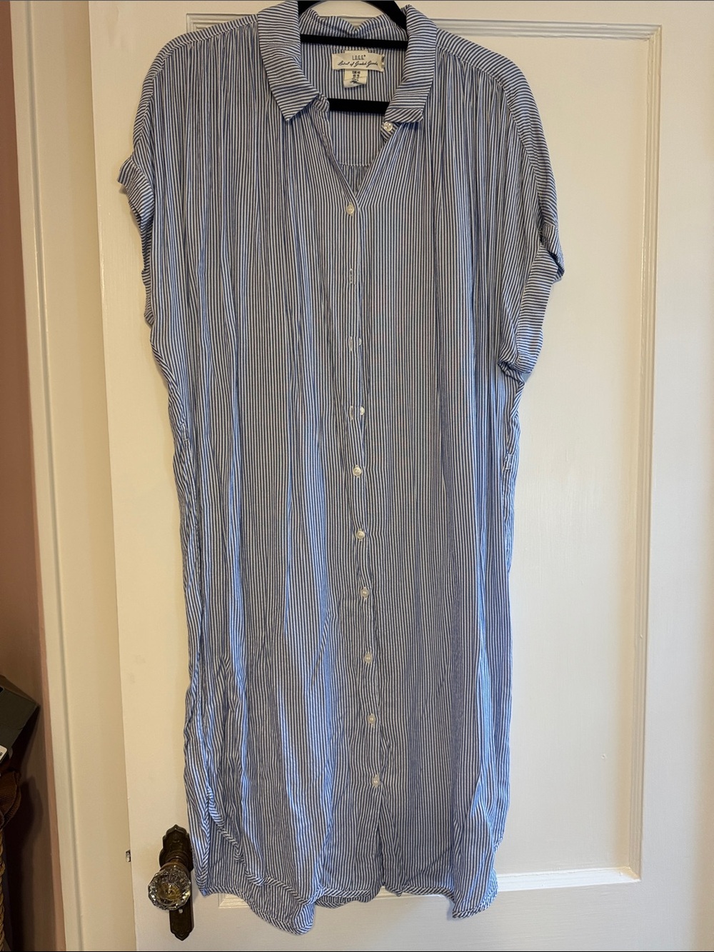 H&M Blue and White Striped Midi Shirt Dress